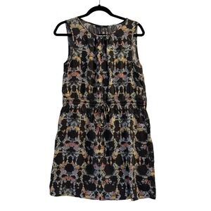 Tibi New York Silk Dress Geometric Print Sleeveless Drawstring Waist Size 8